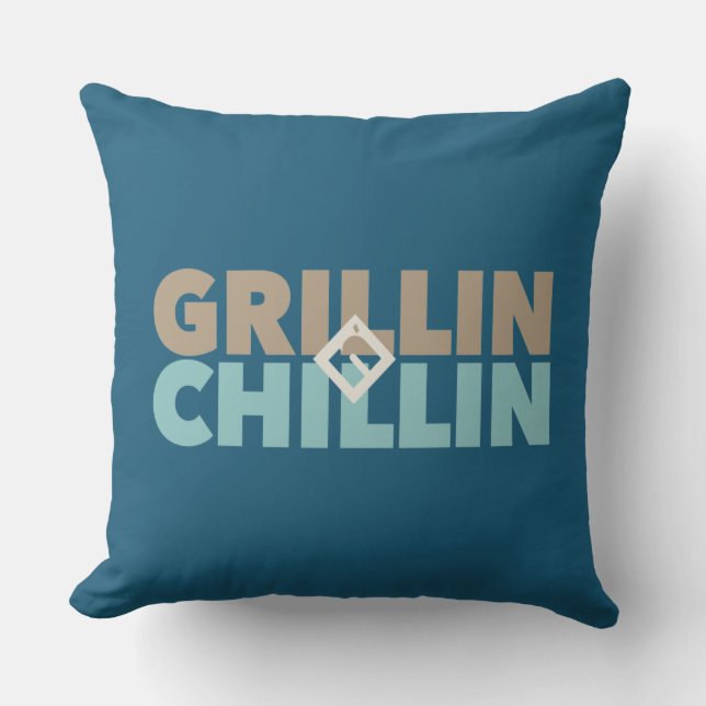 Grillin' and Chillin' Personalized Outdoor Pillow (Front)