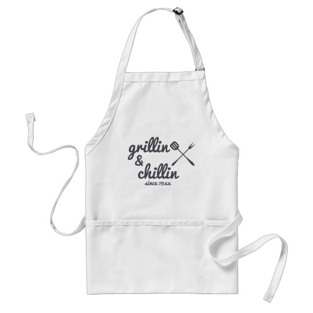 Grillin and Chillin since - custom BBQ Adult Apron (Front)
