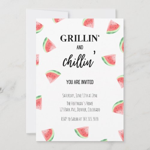 Grillin and Chillin Watermelon BBQ Invitation