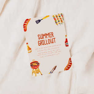 Grillin and Chilling Summer Backyard BBQ Invitation