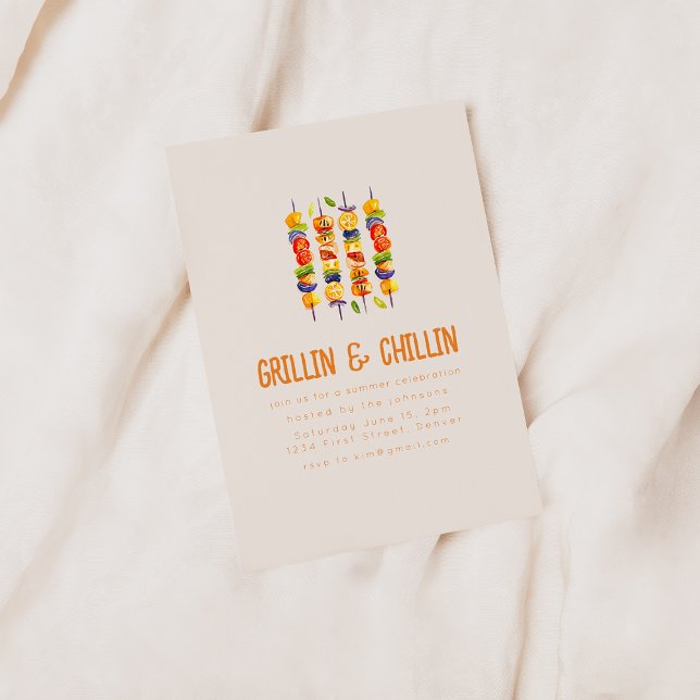 Grillin and Chilling Summer Backyard BBQ Invitation (Creator Uploaded)