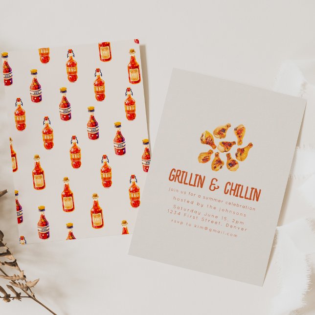 Grillin and Chilling Summer Backyard BBQ Invitation (Creator Uploaded)