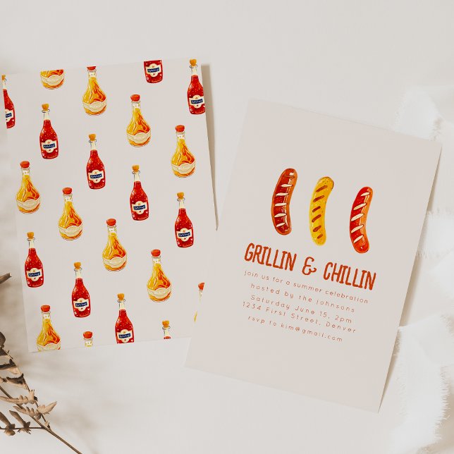 Grillin and Chilling Summer Backyard BBQ Invitation (Creator Uploaded)