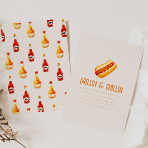 Grillin and Chilling Summer Backyard BBQ Invitation