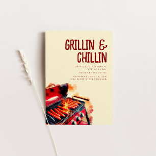 Grillin and Chilling Summer Backyard BBQ Invitation