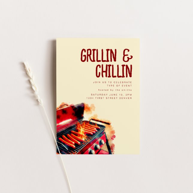 Grillin and Chilling Summer Backyard BBQ Invitation (Creator Uploaded)