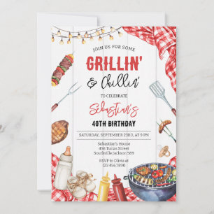 Grillin & Chillin Baby-q Backyard BBQ Baby Shower Invitation