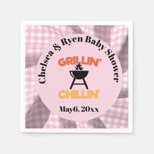 Grillin&chillin Baby q Gingham baby shower  Napkins