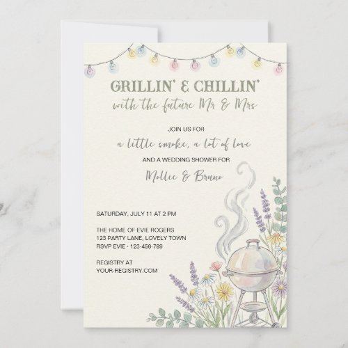 Grillin Chillin BBQ Couples Wedding Shower Invitation