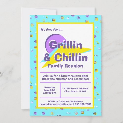 Grillin  Chillin Family Reunion BBQ Cookout Invitation