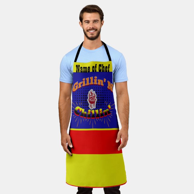 Grillin' N Chillin' Father's Day Mens BBQ Apron (Worn)