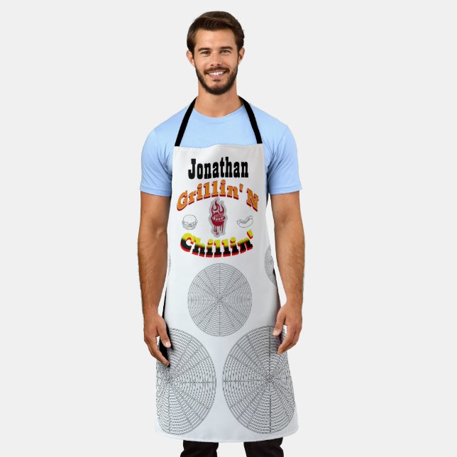 Grillin' N Chillin' Personalized Add Your Own Name Apron (Worn)
