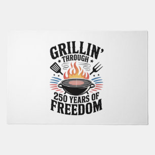 Grillin Through 250th Freedom Grill 4th Of July Doormat