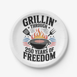Grillin Through 250th Freedom Grill 4th Of July Paper Plates