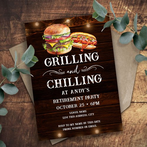 Grilling and Chilling Casual Retirement BBQ  Invitation