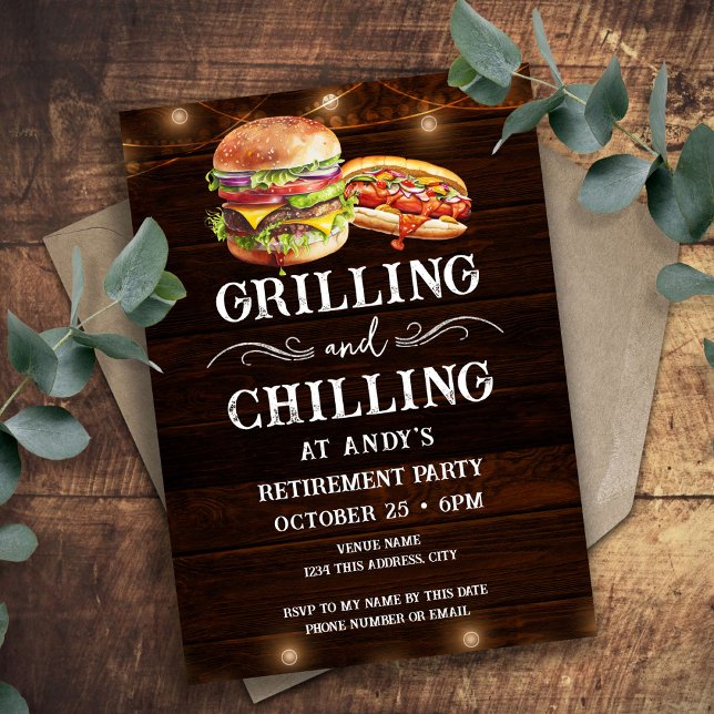 Grilling and Chilling Casual Retirement BBQ  Invitation (Creator Uploaded)
