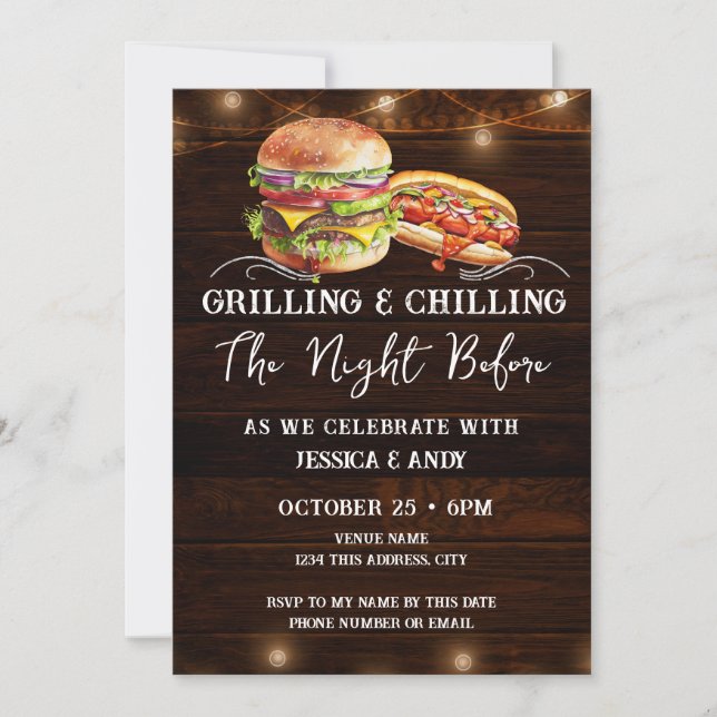 Grilling and Chilling Night Before BBQ  Invitation (Front)