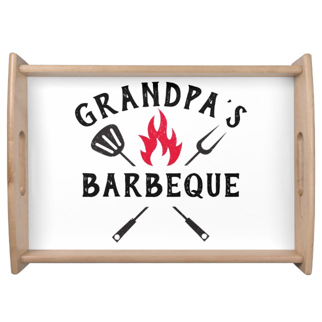 Grilling Barbeque BBQ Gift For Dad Grandpa Custom Serving Tray (Front)
