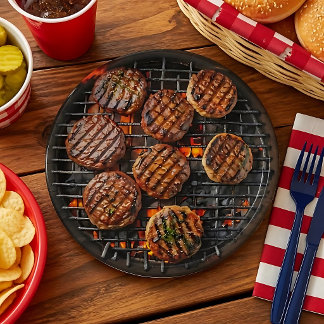 Grilling Burgers Funny Paper Plates