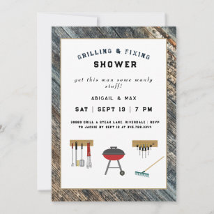 Grilling & Fixin Couples Wedding Shower  Invitation