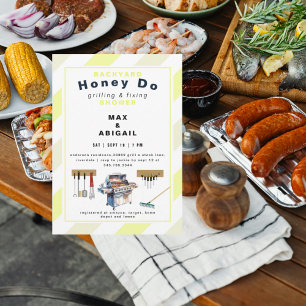 Grilling & Fixing Yellow Couples Shower Invitation