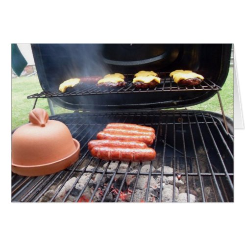Grilling Hamburgers and Hot Dogs Card