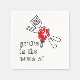 Grilling in the Name Of, Funny BBQ Party Paper Na Napkins
