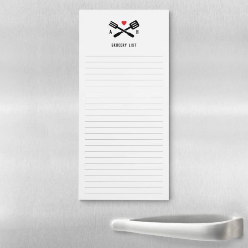 Grilling Love Couple Grocery List Magnetic Notepad