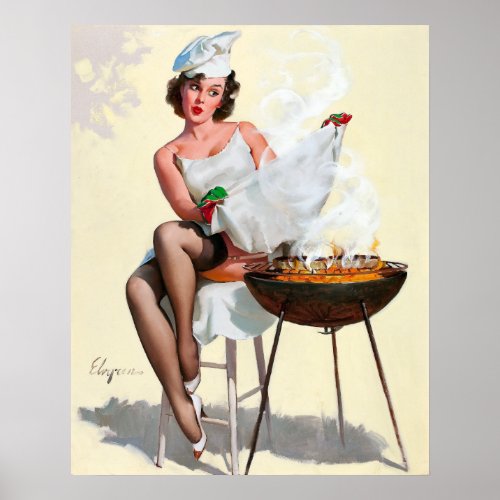 Grilling Pin Up Poster
