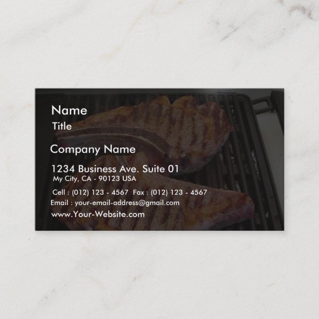 Grilling Steaks Food Dinner Business Card (Front)