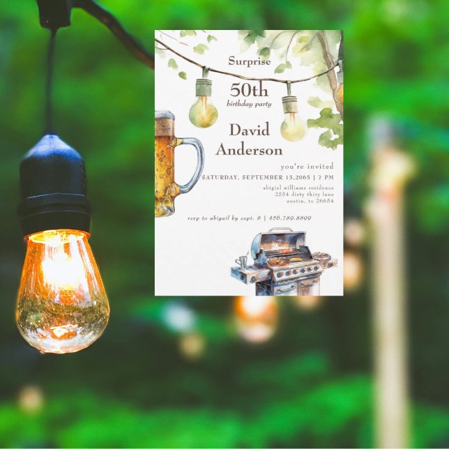 Grilling Surprise 50th Birthday Party Invitation (Creator Uploaded)