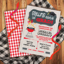 Grilling with Grad BBQ Graduation Party Invitation