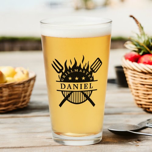Grillmaster BBQ Add Your Name Pint Glass