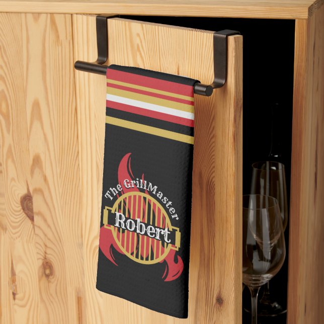 GrillMaster BBQ Bold Stripes Kitchen Towel (Thirds Fold)
