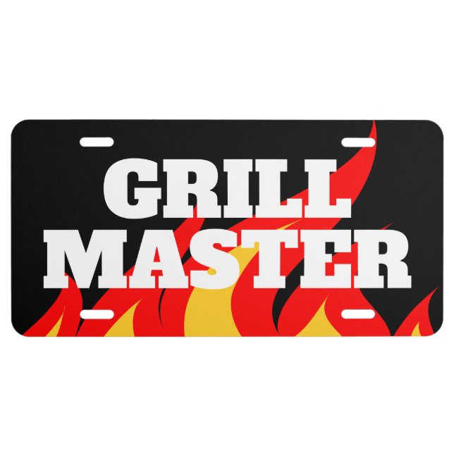 GrillMaster BBQ cooking hot fire flames vanity License Plate (Front)