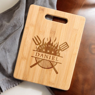 Grillmaster BBQ Smoker Add Your Name Engraved Cutting Board