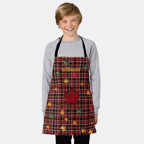 Grillmaster Canadian Maple Leaf on Red Plaid Small Apron