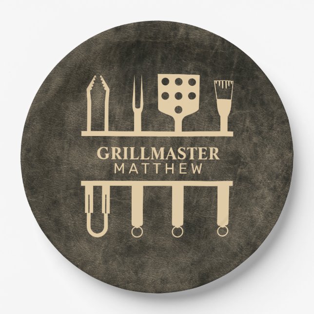 Grillmaster classic custom barbeque party  paper plates (Front)