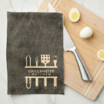 Grillmaster custom name classic barbeque tools kitchen towel<br><div class="desc">Grillmaster custom name classic barbeque tools faux leather kitchen towel,  A perfect gift for Dad/father,   grandpa/grandfather,  stepdad,  husband,  son...  etc.
father's day or birthday,  Christmas gifts,  you can customize further if you wish 

for design requests,  contact me at twoteendesign@gmail.com</div>