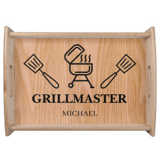 Grillmaster Custom Rustic Wood Farmhouse Serving Tray