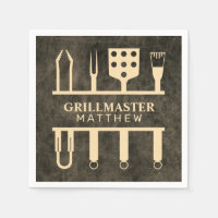Grillmaster Faux Leather Name Classic BBQ Tools