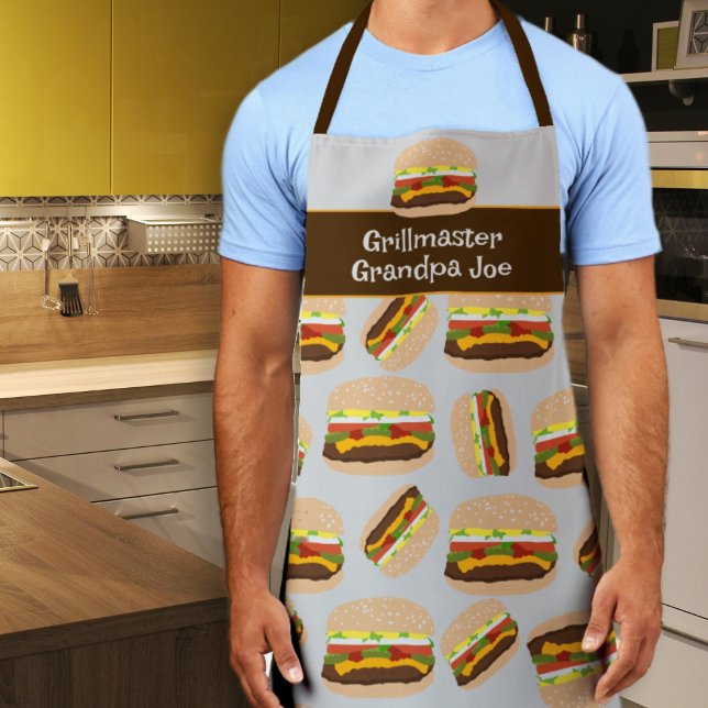 Grillmaster Personalized Burger Pattern BBQ  Apron (Creator Uploaded)