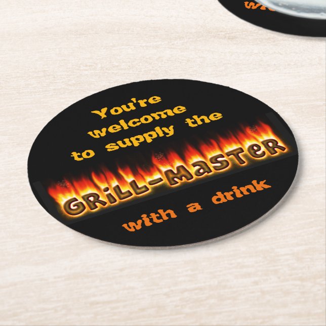Grillmaster Round Paper Coaster (Angled)