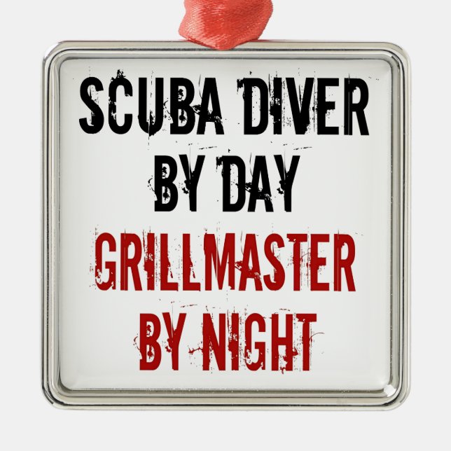 Grillmaster Scuba Diver Metal Ornament (Front)