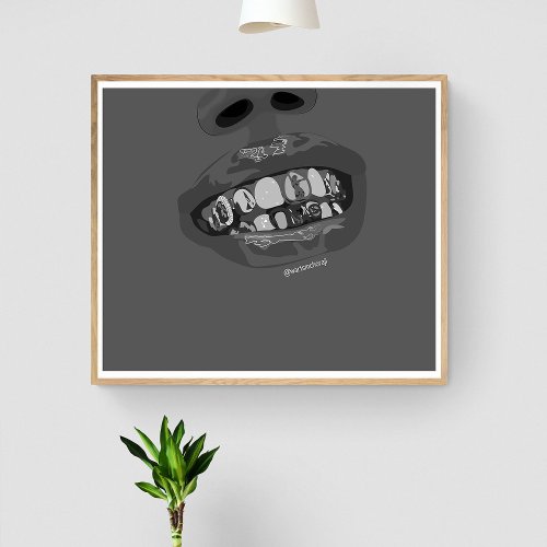 Grillz Aesthetic Gold Grills Grillz teeth art Poster