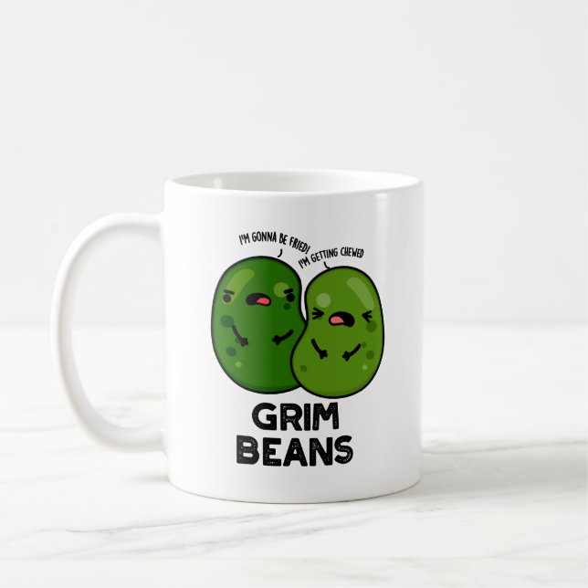 Grim Beans Funny Veggie Puns  Coffee Mug (Left)