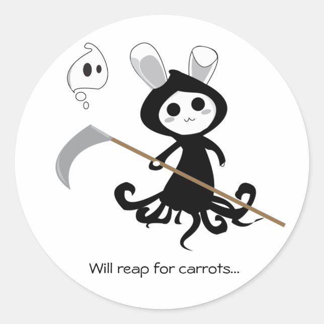 Grim Bunny Classic Round Sticker (Front)