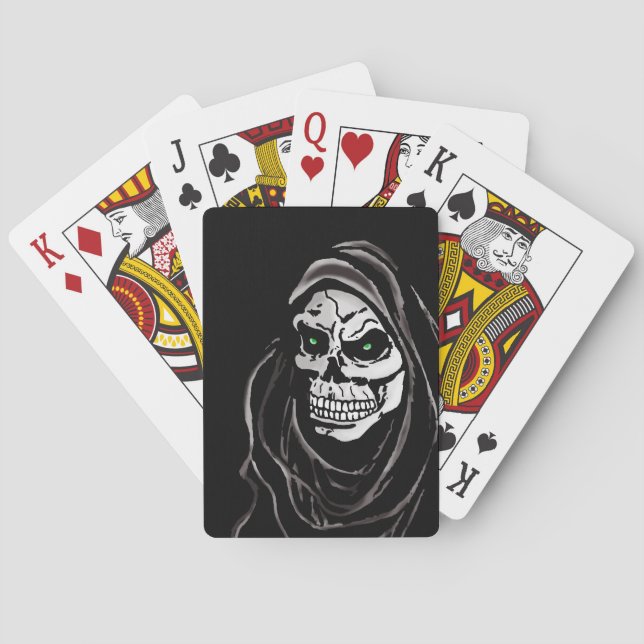Grim Death reaper Halloween skull design Poker Cards (Back)
