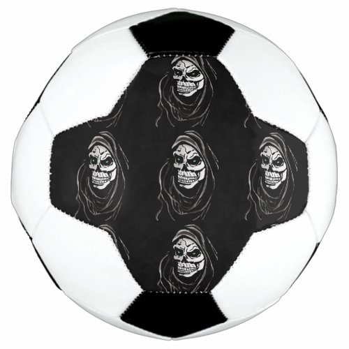 Grim Death reaper Halloween skull design Soccer Ball