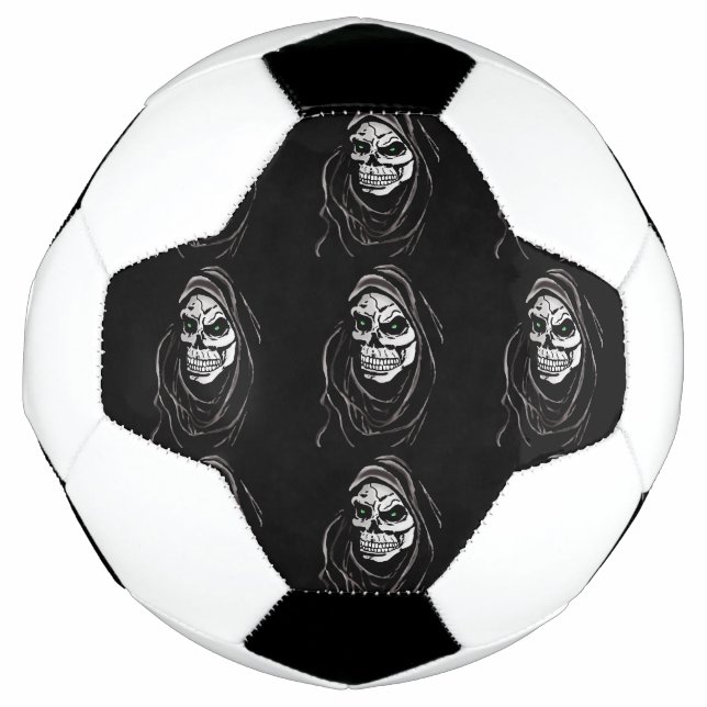 Grim Death reaper Halloween skull design Soccer Ball (Front)